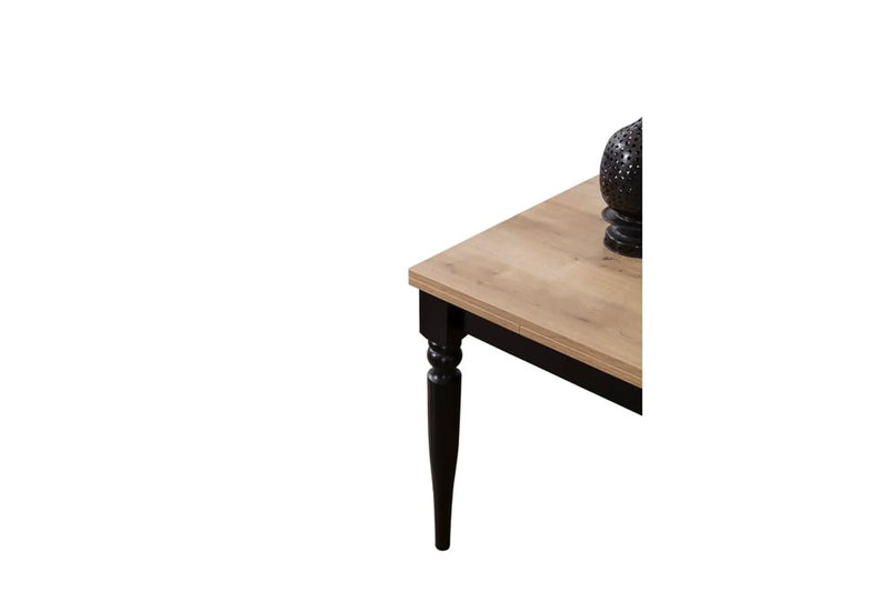 Masă de dining Cvetena 120x80 cm (fag+negru) (extensibilă)