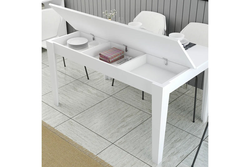 Masa de dining Dimare 145x88 cm (alb) (picioare albe)