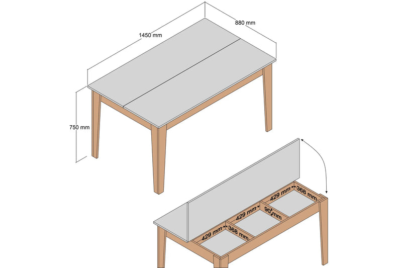 Masa de dining Dimare 145x88 cm (nuc) (picioare albe)