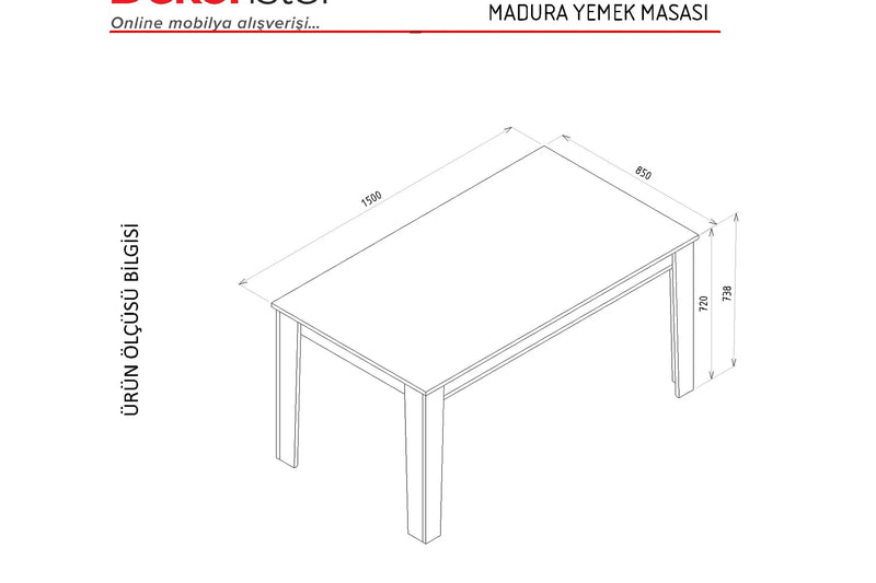 Masa de dining Miriam 150x80cm (crem)