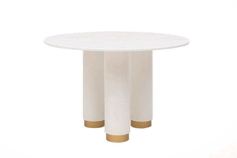 Masa de dining Ivel 120x120cm (alb+auriu)