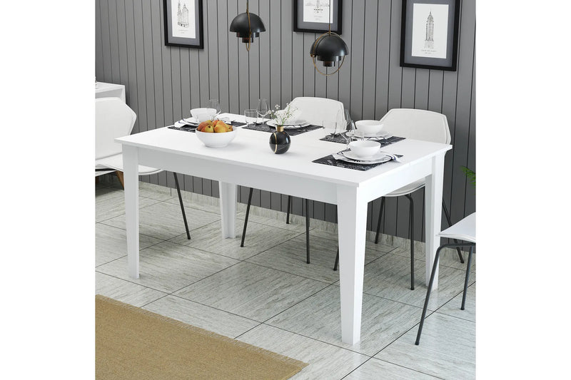 Masa de dining Dimare 145x88 cm (alb) (picioare albe)